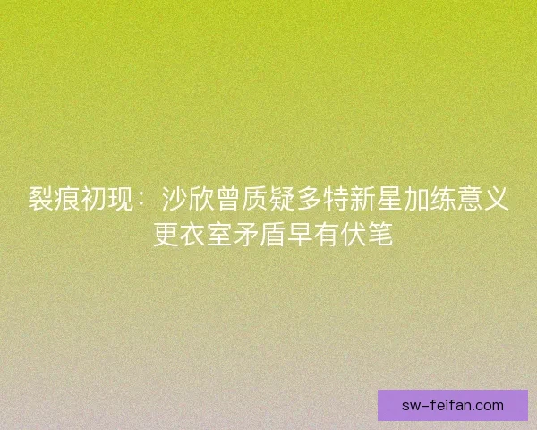 裂痕初现：沙欣曾质疑多特新星加练意义 更衣室矛盾早有伏笔